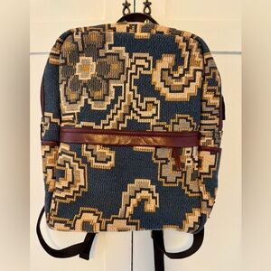 Patricia Nash Blue and Brown Patterned Backpack